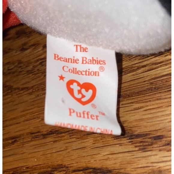 1997 Ty Puffer Beanie Babies Puffin PE Pellets Vintage Tag Errors Red Yellow Bla - Picture 8 of 10